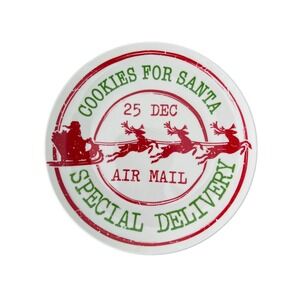 Vintage Mrs. Fields Christmas Cookies For Santa 10" Plate Special Delivery